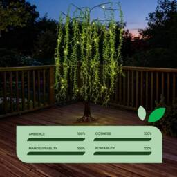 Gardenwize 1.5m Solar Willow Tree Lights - 120 LED Garden Feature Light in Green - thumbnail 5