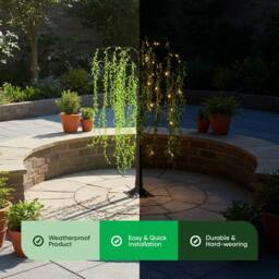 Gardenwize 1.5m Solar Willow Tree Lights - 120 LED Garden Feature Light in Green - thumbnail 3