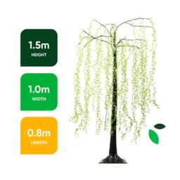 Gardenwize 1.5m Solar Willow Tree Lights - 120 LED Garden Feature Light in Green - thumbnail 2