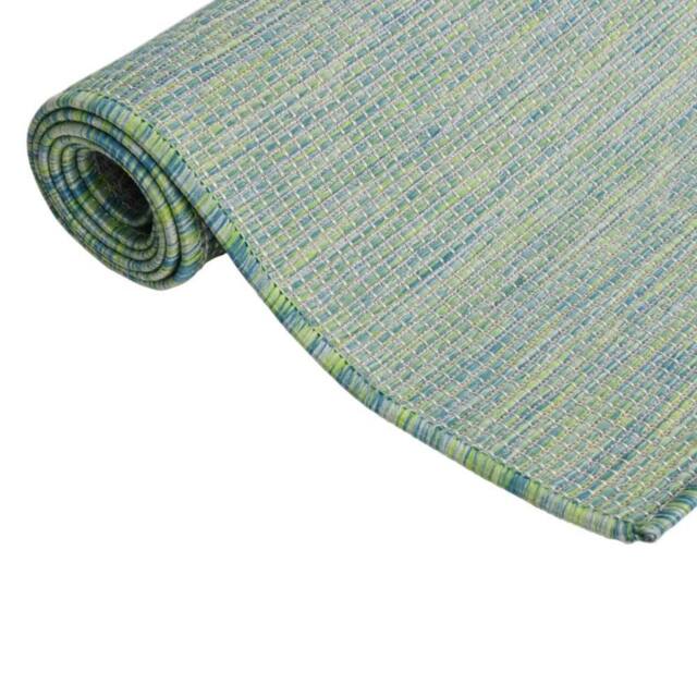 Berkfield Home Outdoor Flatweave Rug 140x200 cm Turquoise - Size: Medium - image 1