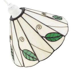 Happy Homewares Chic Floral Tiffany Glass Pendant Light Shade with Ornate Green Leaves - thumbnail 4