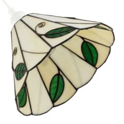 Happy Homewares Chic Floral Tiffany Glass Pendant Light Shade with Ornate Green Leaves - thumbnail 3