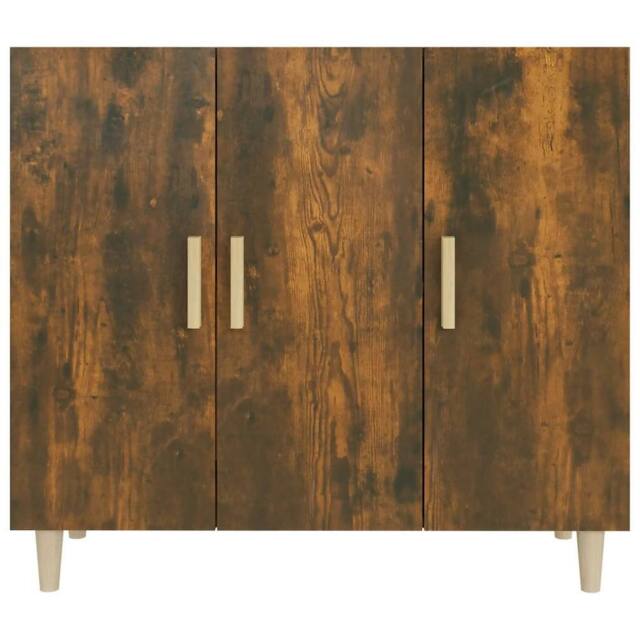 Berkfield Home Sideboard Smoked Oak 90x34x80 cm Engineered Wood in Brown - Size: 90 x 34 x 80 cm - image 1