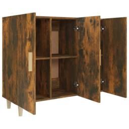 Berkfield Home Sideboard Smoked Oak 90x34x80 cm Engineered Wood in Brown - Size: 90 x 34 x 80 cm - thumbnail 4