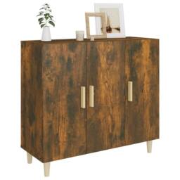 Berkfield Home Sideboard Smoked Oak 90x34x80 cm Engineered Wood in Brown - Size: 90 x 34 x 80 cm - thumbnail 7