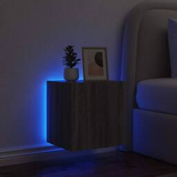 Berkfield Home TV Wall Cabinet with LED Lights Grey Sonoma 40.5x35x40 cm - thumbnail 4