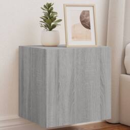 Berkfield Home TV Wall Cabinet with LED Lights Grey Sonoma 40.5x35x40 cm - thumbnail 2