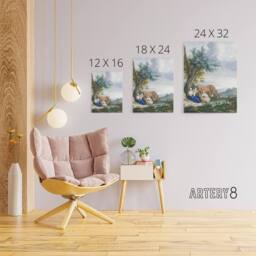 "Artery8 Peasant Family & cattle Landscape Schouman Canvas Wall Art Print - Size: W12"" x H16""" - thumbnail 4