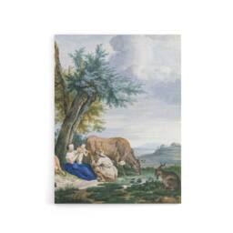"Artery8 Peasant Family & cattle Landscape Schouman Canvas Wall Art Print - Size: W12"" x H16""" - thumbnail 1