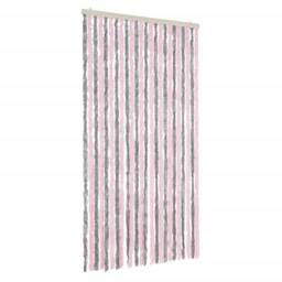 Berkfield Home Fly Curtain Silver Grey & Pink 100x220 cm Chenille