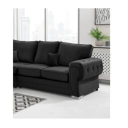 Furniture 786 Chingford Plush Velvet Full Back 2c2 Corner Sofa in Black - thumbnail 2