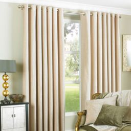 Paoletti Wellesley Eyelet Curtains in Natural - Size: 168 cm width x 183 cm drop