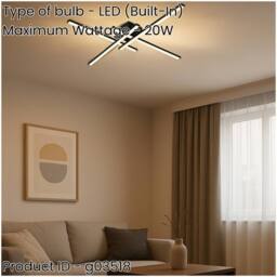 Loops Sleek Black Square Ceiling Light - LED Indoor Fixture for Stylish Home - thumbnail 2