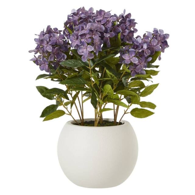 Wyld Haus Artificial Purple Hydrangea in White Ceramic Pot Medium - image 1