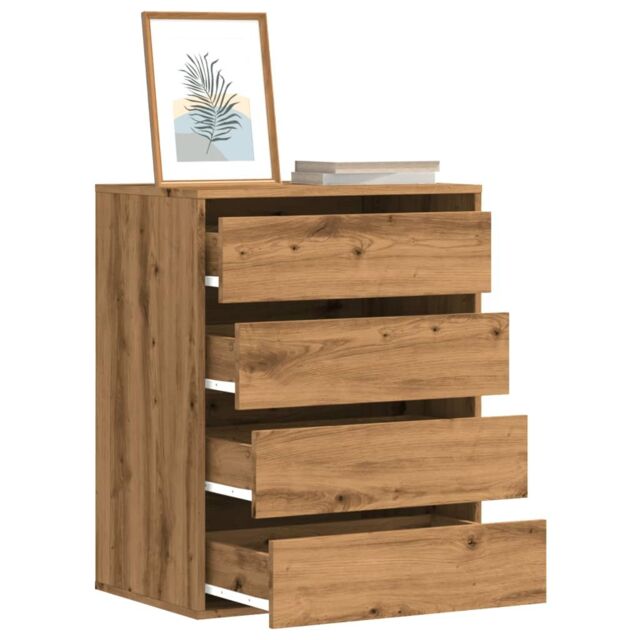 Berkfield Home Corner Chest of Drawers Artisian Oak 60x41x76 cm Engineered Wood in Brown - Size: 60 x 41 x 76 cm - image 1