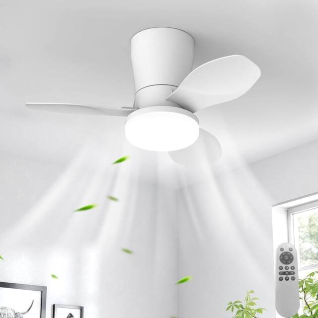 Garwarm LED Ceiling Fans with Lights for Small Spaces, with Remote in White - image 1
