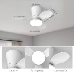 Garwarm LED Ceiling Fans with Lights for Small Spaces, with Remote in White - thumbnail 2