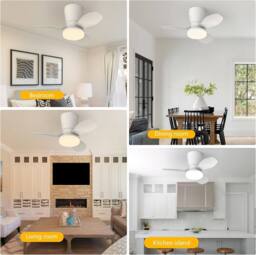 Garwarm LED Ceiling Fans with Lights for Small Spaces, with Remote in White - thumbnail 9