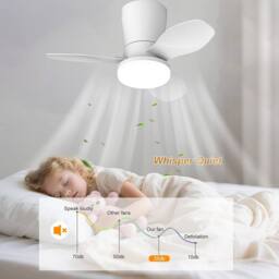 Garwarm LED Ceiling Fans with Lights for Small Spaces, with Remote in White - thumbnail 5