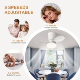 Garwarm LED Ceiling Fans with Lights for Small Spaces, with Remote in White - thumbnail 6