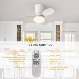 Garwarm LED Ceiling Fans with Lights for Small Spaces, with Remote in White - thumbnail 4