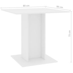 Berkfield Home Dining Table White 80x80x75 cm Engineered Wood - Size: 80 x 80 x 75 cm - thumbnail 6