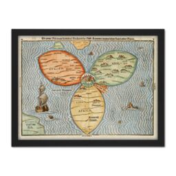 "Artery8 Wall Art Print Bunting 1581 Map World Cloverleaf Jerusalem Large Framed Wall Décor Art in White - Size: W18"" x H24""" - thumbnail 1