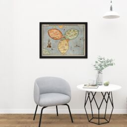 "Artery8 Wall Art Print Bunting 1581 Map World Cloverleaf Jerusalem Large Framed Wall Décor Art in White - Size: W18"" x H24""" - thumbnail 2