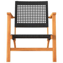 Berkfield Home 3 Piece Bistro Set Black Poly Rattan & Solid Wood Acacia - thumbnail 5