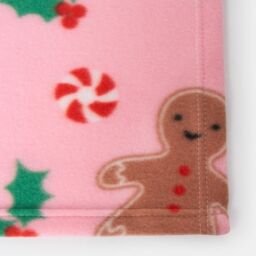 OHS Xmas Throw Over Bed Blanket Gingerbread Man Soft Warm in Pink - thumbnail 4