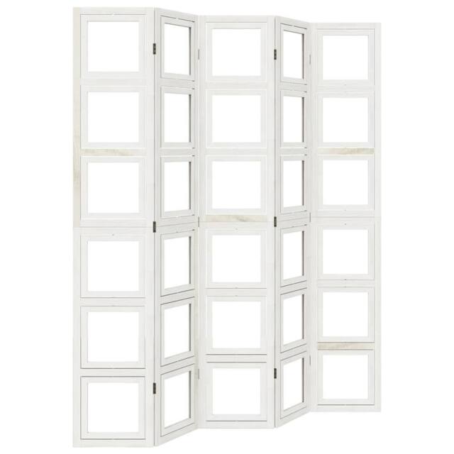 Berkfield Home Room Divider 5 Panels White Solid Wood Paulownia - image 1