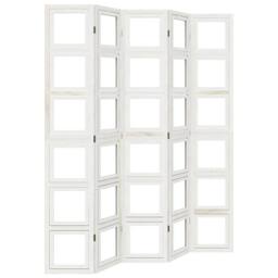 Berkfield Home Room Divider 5 Panels White Solid Wood Paulownia - thumbnail 1