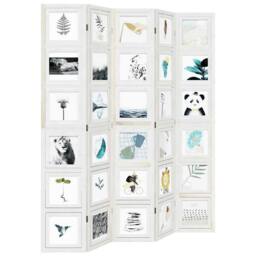 Berkfield Home Room Divider 5 Panels White Solid Wood Paulownia - thumbnail 4