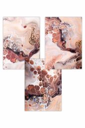 ARTZE Set of 3 Abstract Fluid in Brown & Orange Art Posters - Size: W30 cm x H42 cm - thumbnail 1