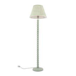 ValueLights Bobbins Sage Green Floor Lamp with Tapered Fabric Pleated Shade & LED Bulb in Pale Pink - thumbnail 2