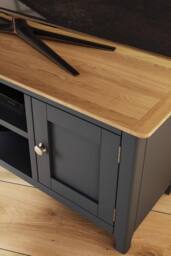 FWStyle 2 Door Oak Ready Assembled TV Unit Graphite Blue in Dark Blue - thumbnail 3