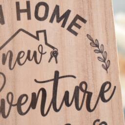 Amaya Rose Ltd New Home, Adventure, Memories Est 2026 Solid Wood Plaque Shelf Decor in Beige - thumbnail 4