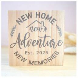 Amaya Rose Ltd New Home, Adventure, Memories Est 2026 Solid Wood Plaque Shelf Decor in Beige - thumbnail 2