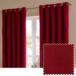 Furn The Ultimate Velvet 100% Blackout Eyelet Curtain Pair in Burgundy - Size: 229 cm width x 183 cm drop