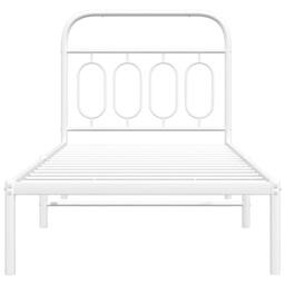 Berkfield Home Metal Bed Frame without Mattress with Headboard White 90x200cm - Size: 90x200 cm - thumbnail 4