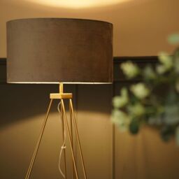 ValueLights Aero Hairpin Leg Gold Tripod Floor Lamp Light with Velvet Shade in Grey - Size: 18 inches - thumbnail 4