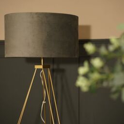 ValueLights Aero Hairpin Leg Gold Tripod Floor Lamp Light with Velvet Shade in Grey - Size: 18 inches - thumbnail 3
