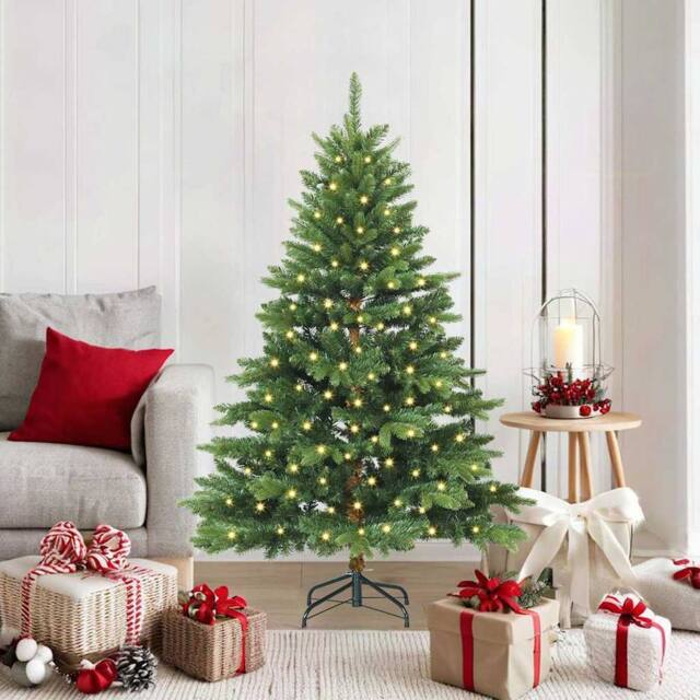Berkfield Home Artificial Christmas Tree with 150 LEDs Green 150 cm PE & PVC - image 1