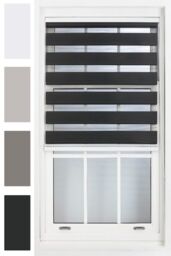 Furnished Day & Night Roller Blind Zebra Striped Window Blinds in Black - Size: 75 cm width x 165 cm drop
