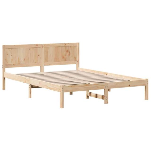 Berkfield Home Pine Wood Bed Frame Natural Solid Pine wood 160 x 200 cm Simple in Light Brown - image 1