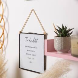 Nicola Spring 5pc Hanging Metal Photo Frames Gallery Set - Black - Picture Frame Wall Mounted Frame with Rope - thumbnail 5