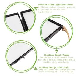 Nicola Spring 5pc Hanging Metal Photo Frames Gallery Set - Black - Picture Frame Wall Mounted Frame with Rope - thumbnail 2