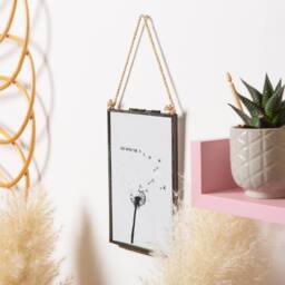 Nicola Spring 5pc Hanging Metal Photo Frames Gallery Set - Black - Picture Frame Wall Mounted Frame with Rope - thumbnail 3