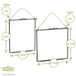 Nicola Spring 5pc Hanging Metal Photo Frames Gallery Set - Black - Picture Frame Wall Mounted Frame with Rope - thumbnail 6