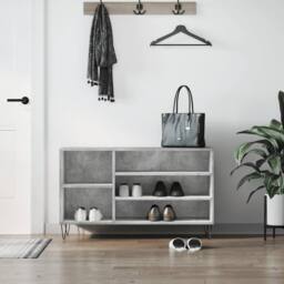 Berkfield Home Shoe Cabinet Concrete Grey 102x36x60 cm Engineered Wood - Size: 102 x 36 x 60 cm - thumbnail 2